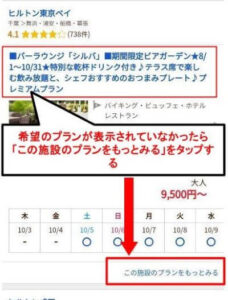 じゃらん公式サイトのヒルトン東京ベイを選択