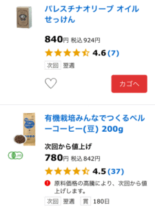 フェアトレードショップの品目