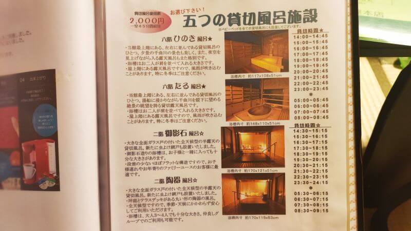 貸切風呂の説明書