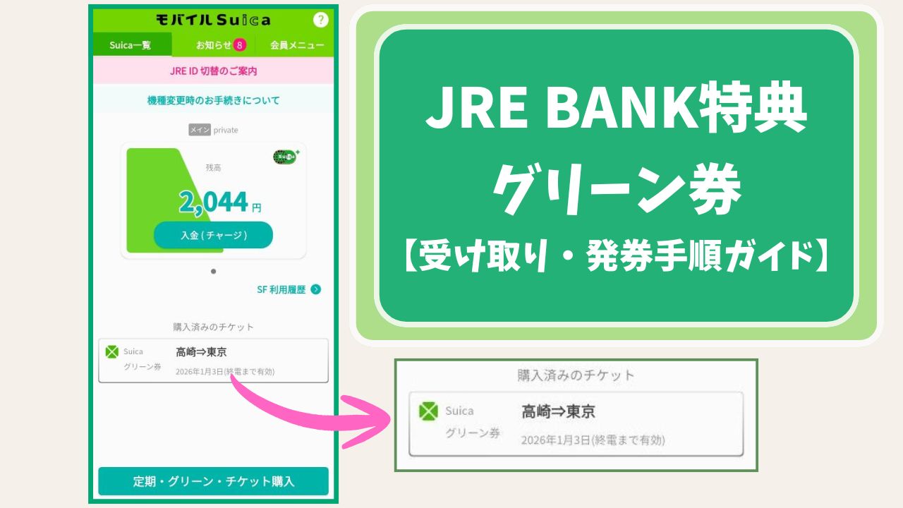 JRE BANK特典、グリーン券の受取り・発券手順ガイド