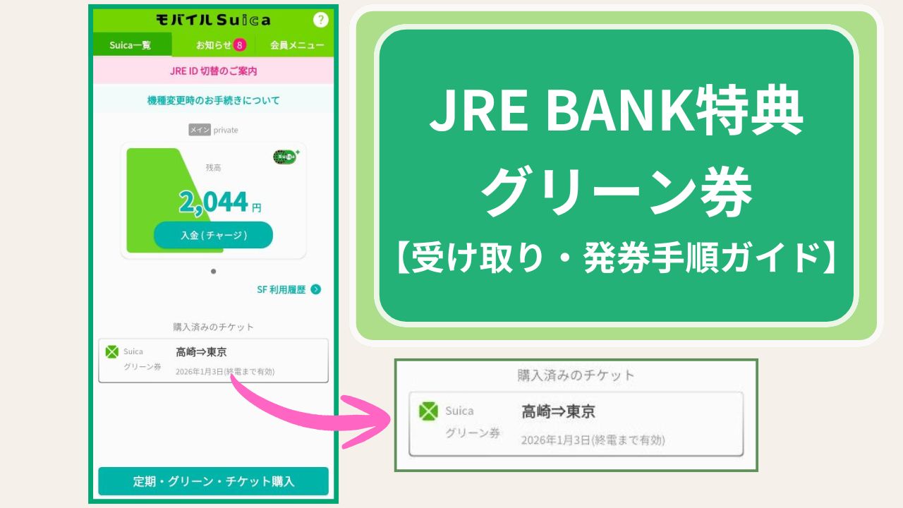 JRE BANK特典、グリーン券の受取り・発券手順ガイド