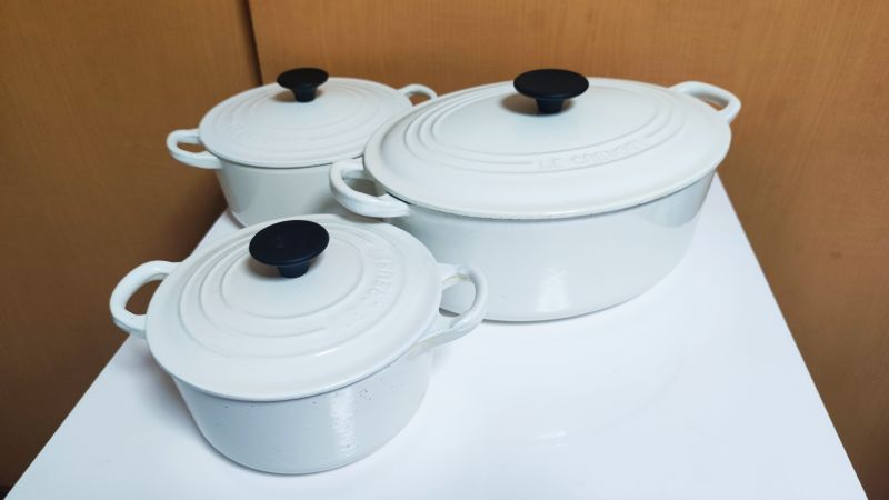 四半世紀使い続けているルクルーゼの鍋3つ
